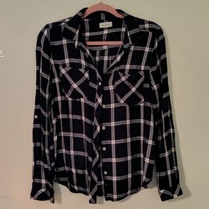 Navy Blue Plaid Long Sleeve